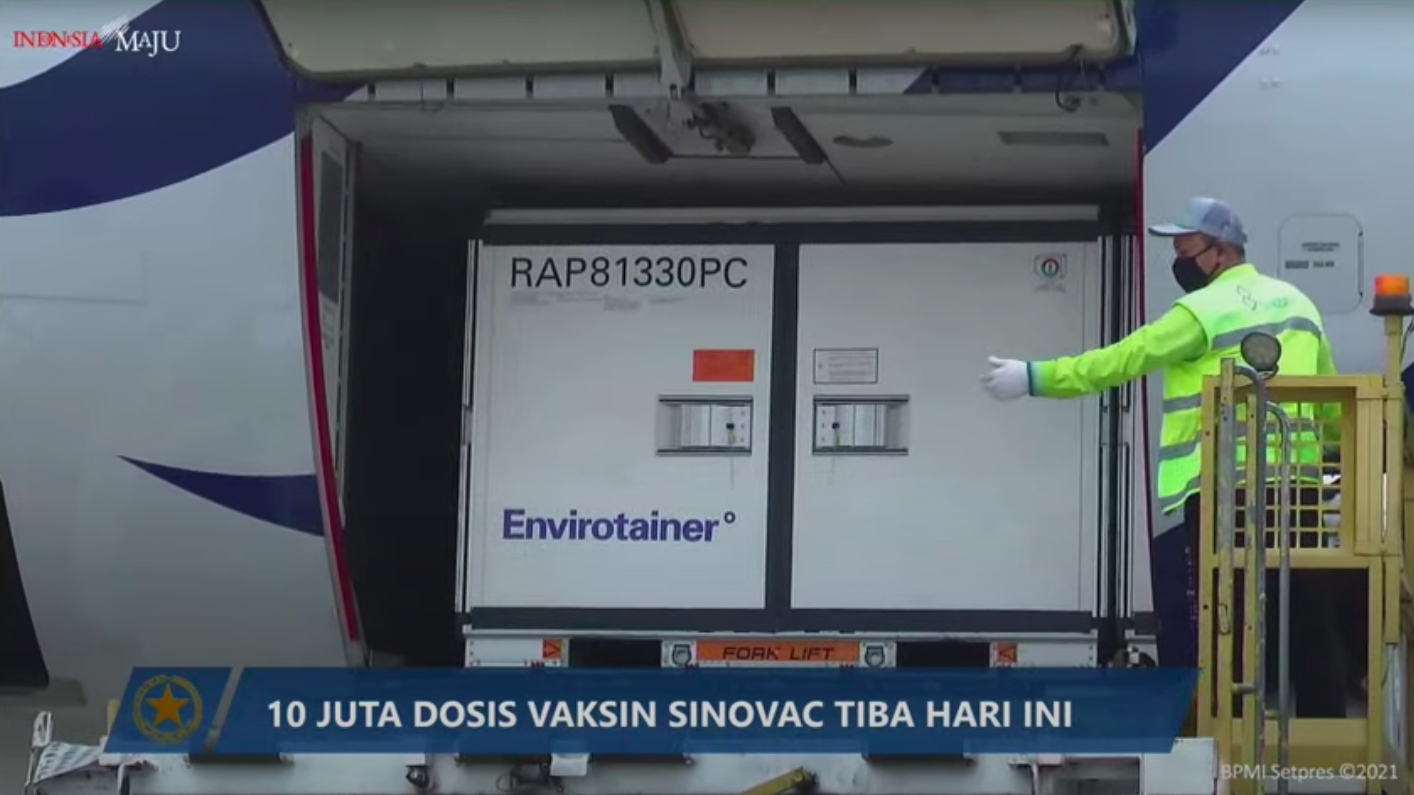 COVID-19 – 10 juta dosis bahan baku vaksin Sinovac tiba di Indonesia