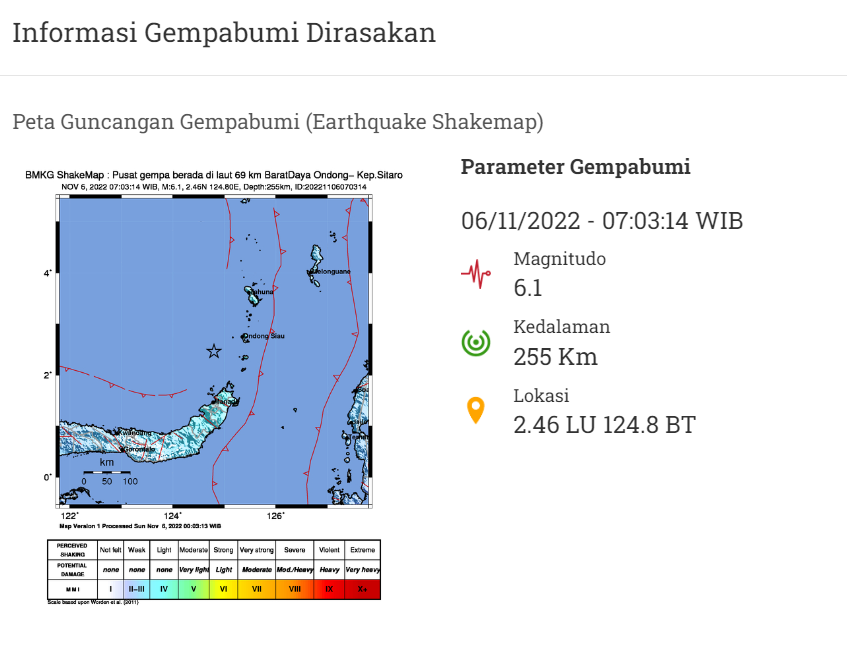 Gempa guncang Sulawesi Utara