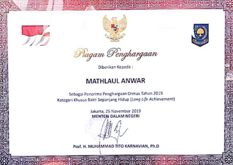 Mathla'ul Anwar meraih penghargaan